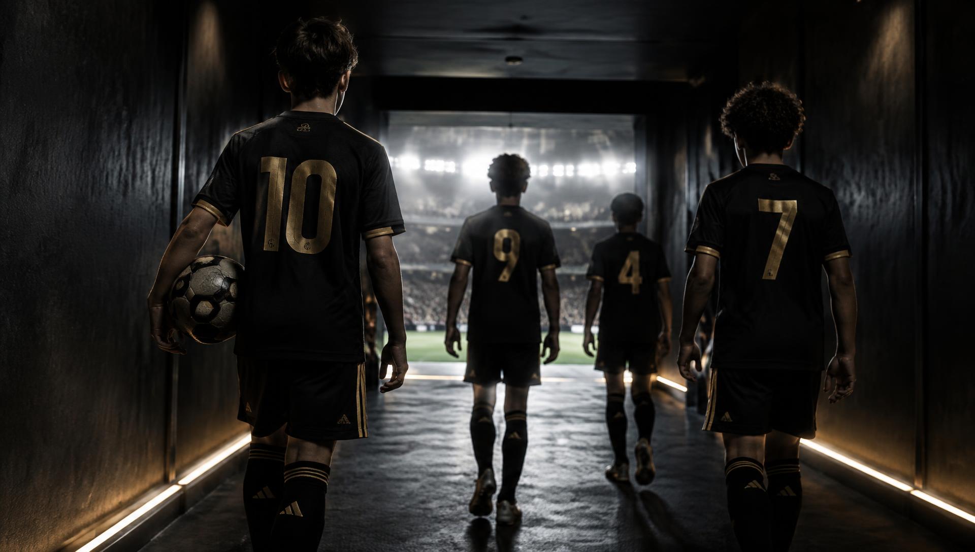 Triple Kings players walking out of the tunnel in black and gold kits